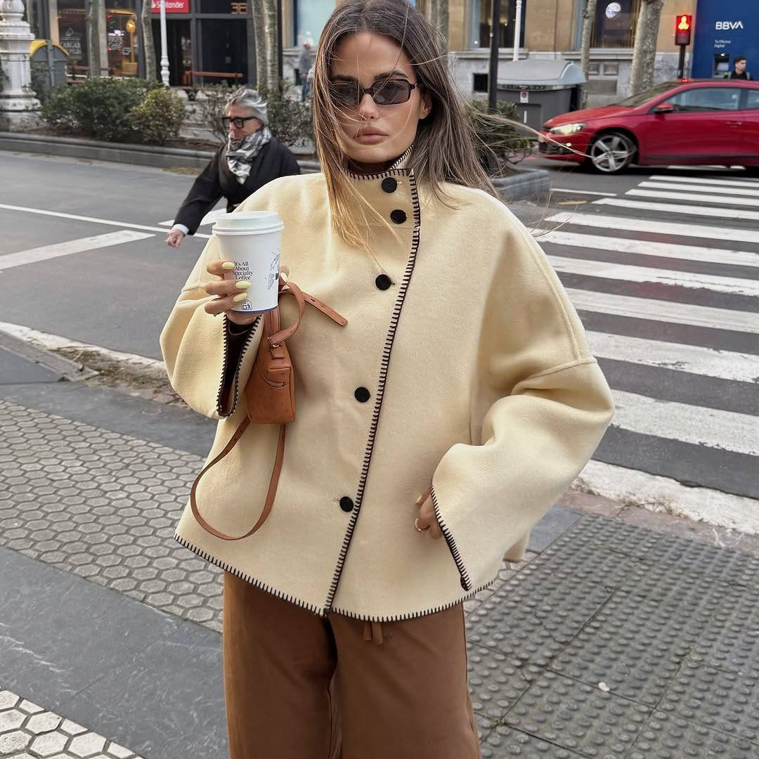 Emily High Neck Button Jacket