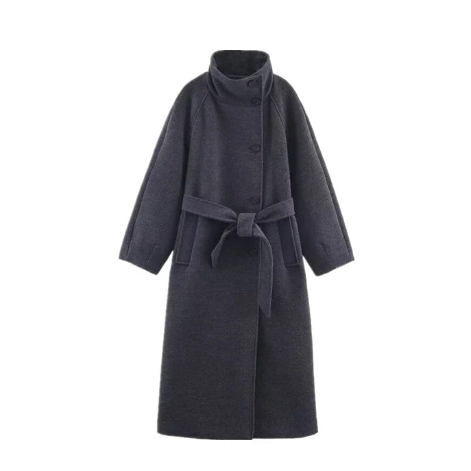 Ariana High Collar Long Belted Coat