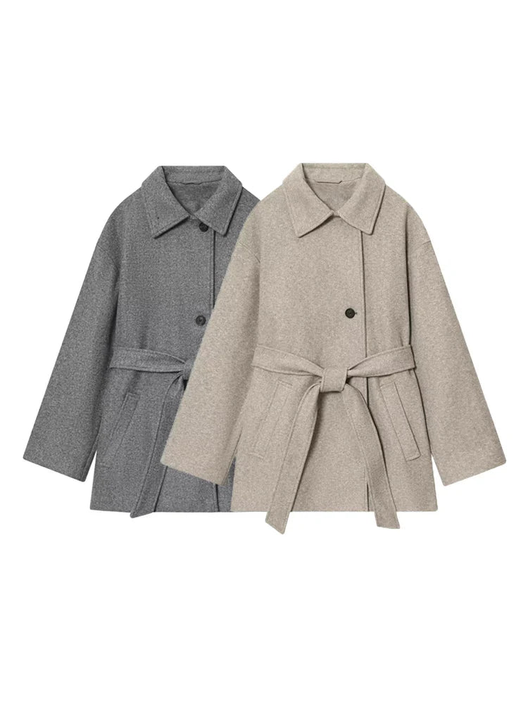 Felly Faux Wool Coat with Belt