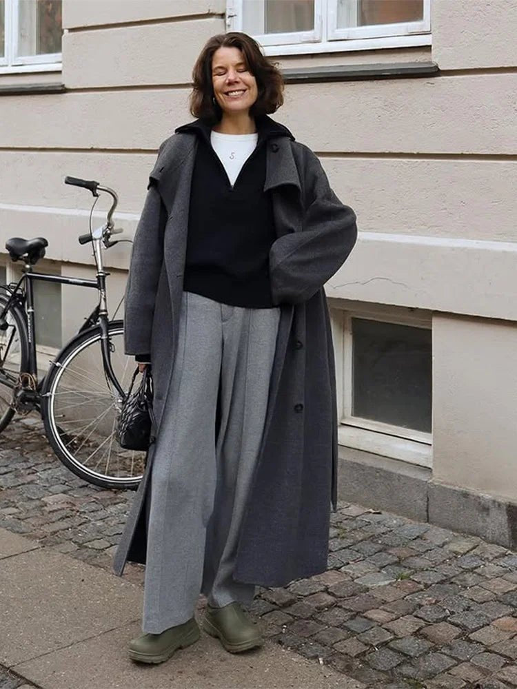 Sheryl Stand Up Collar Belted Long Coat