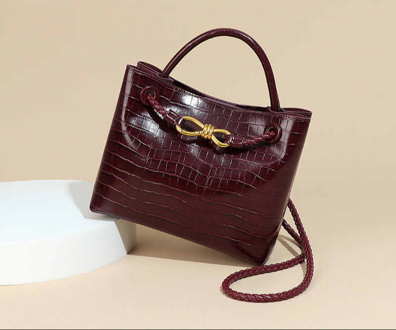 Lucia Croc-Embossed Vegan Leather Bag