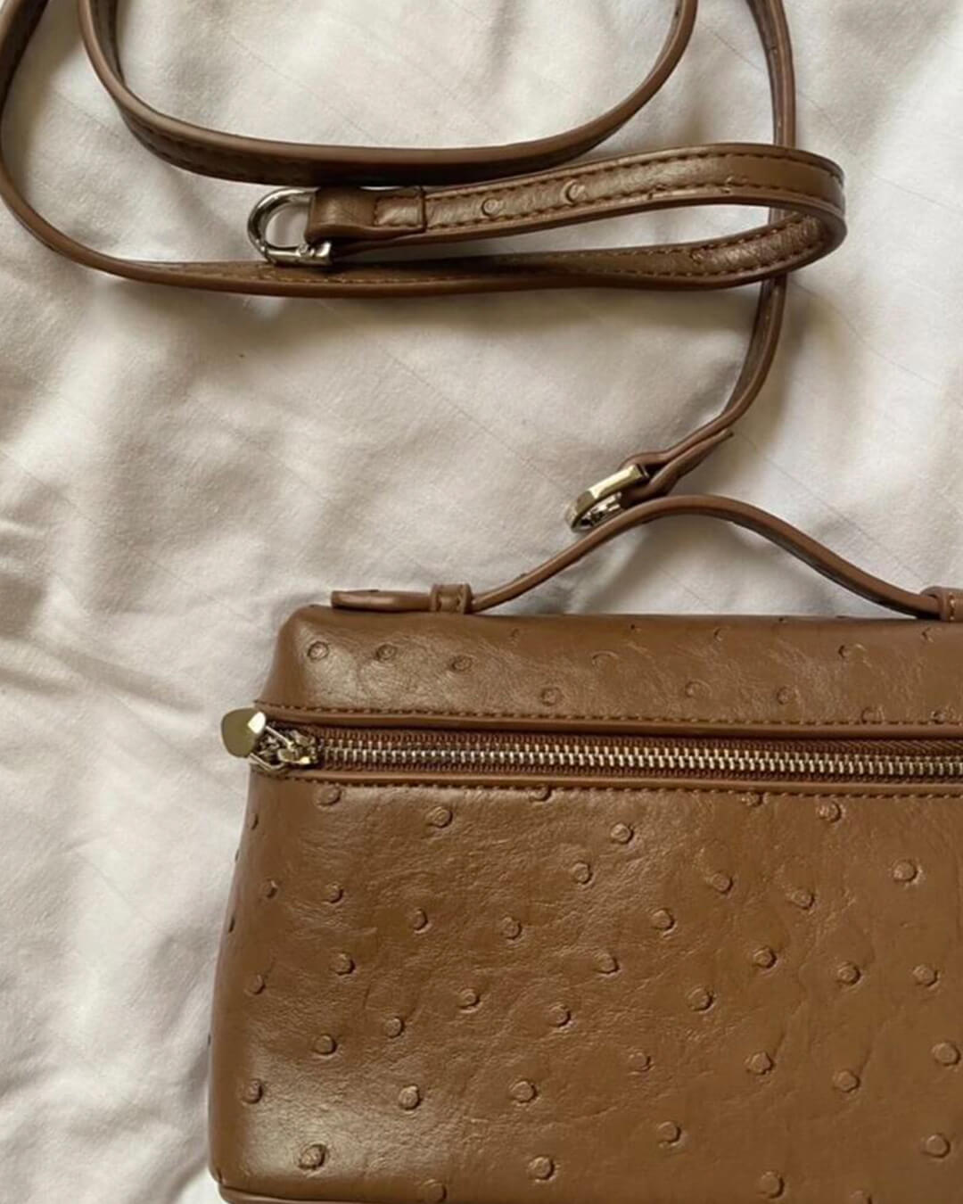 Harper Ostrich inspired Leather Vanity Bag