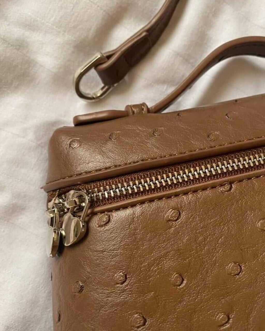Harper Ostrich inspired Leather Vanity Bag