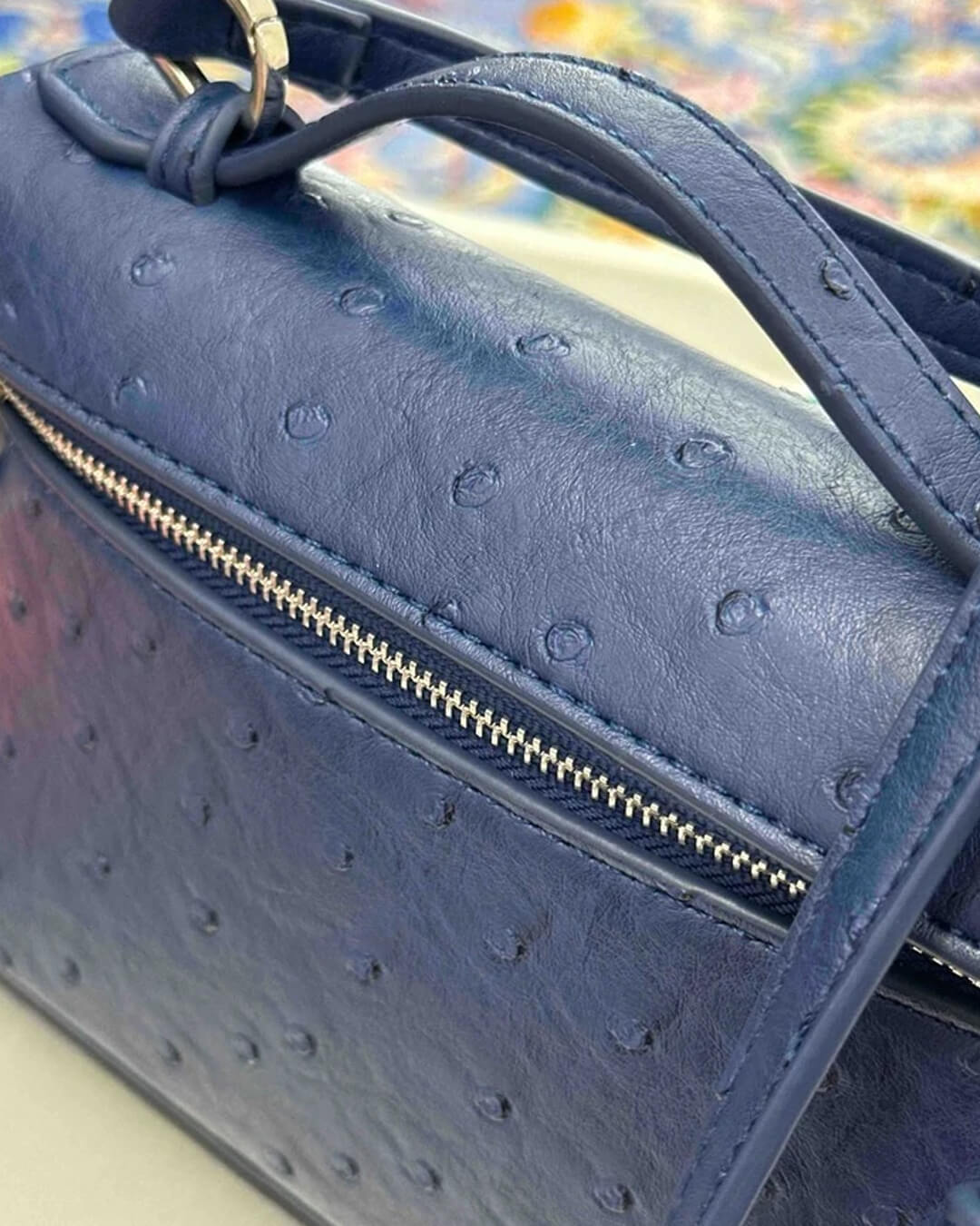 Harper Ostrich inspired Leather Vanity Bag