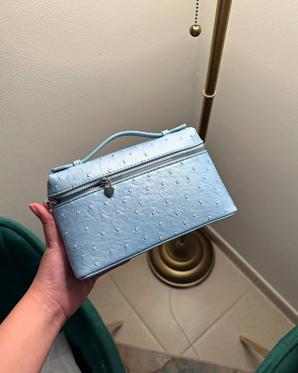Harper Ostrich inspired Leather Vanity Bag