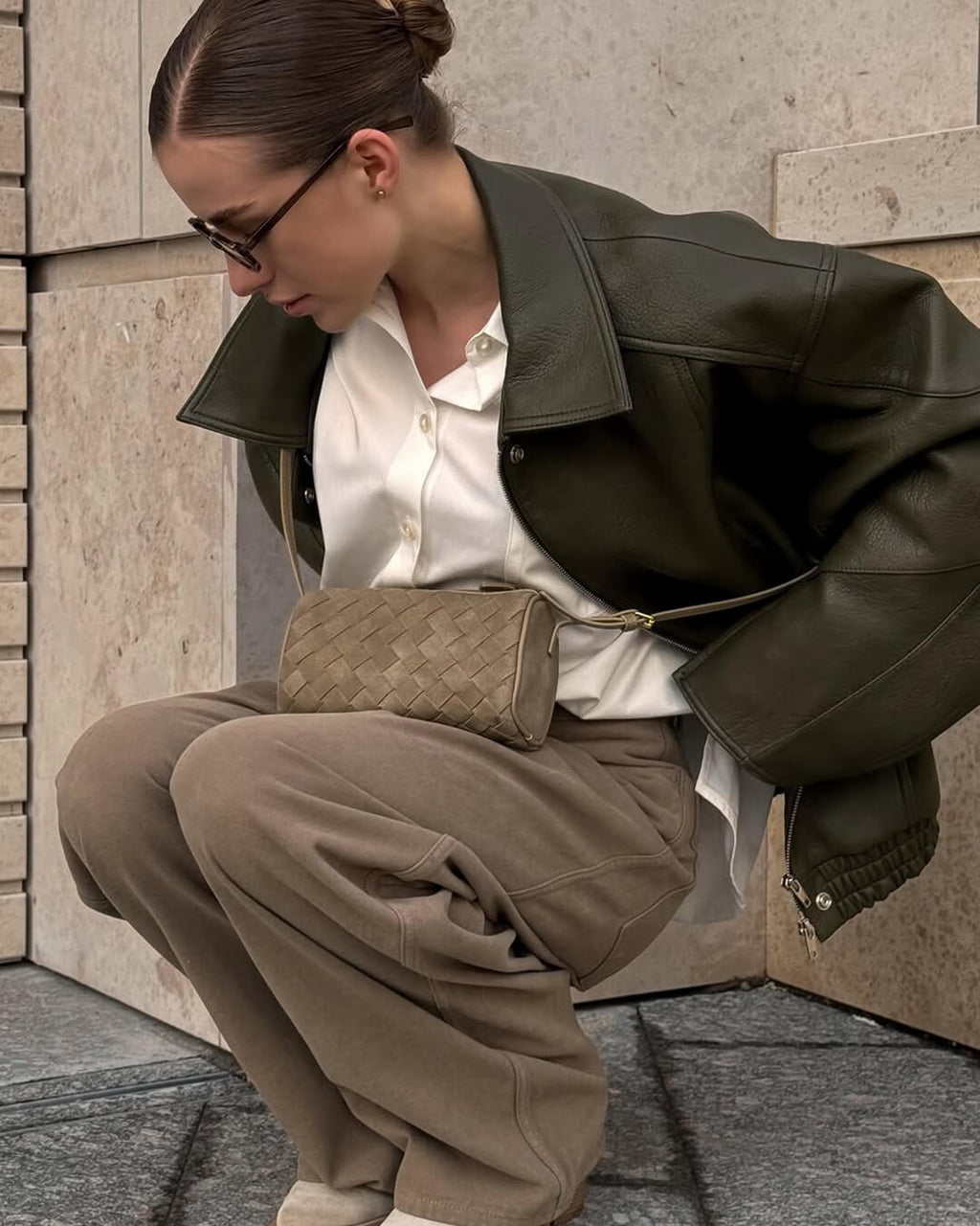 Jessica Woven Suede Bag