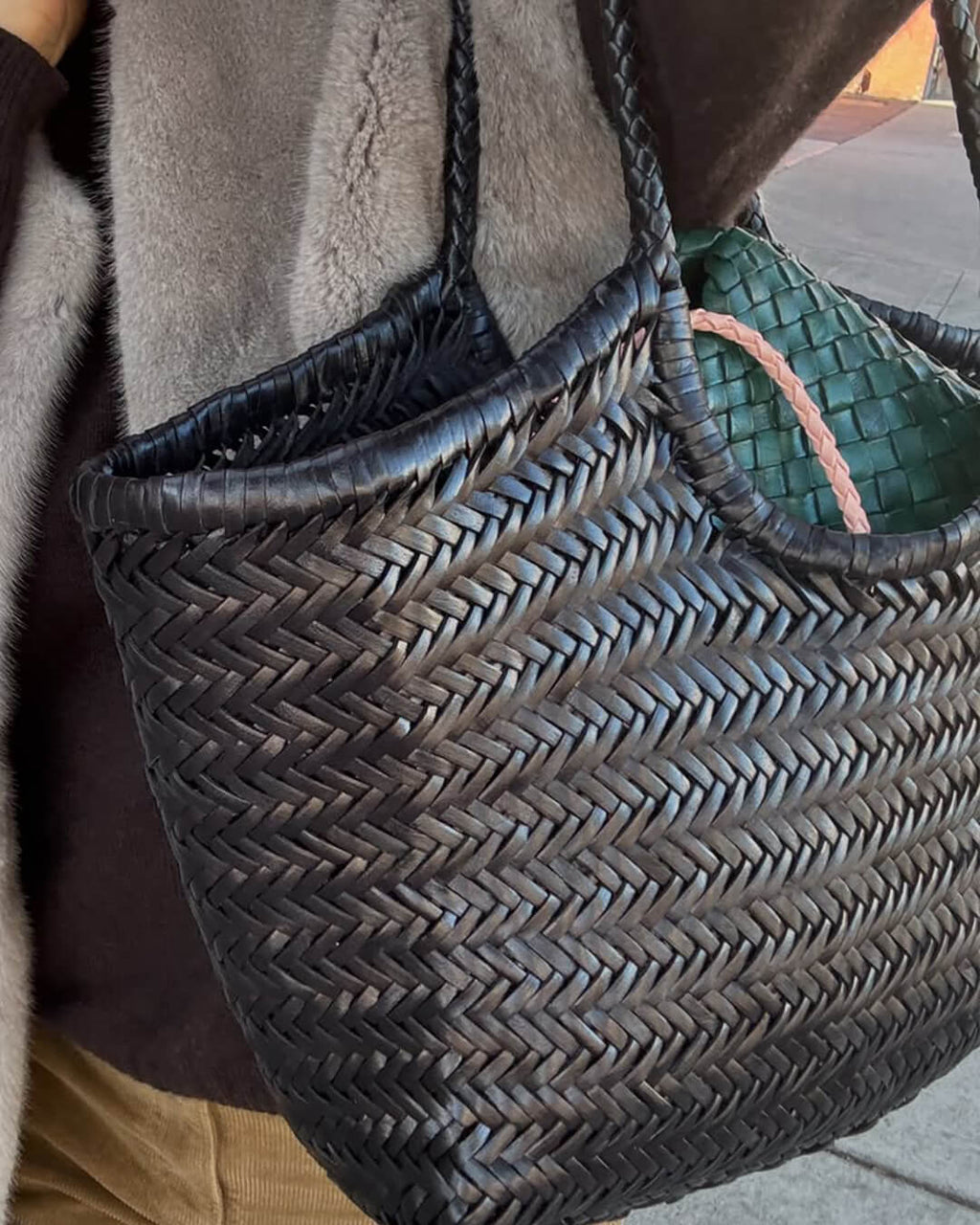 Rica Woven Faux Leather Bag