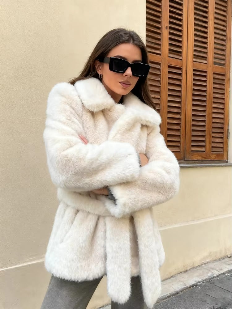 Isabelle Belted Faux Fur Coat