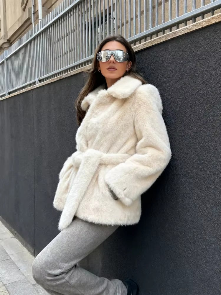 Isabelle Belted Faux Fur Coat