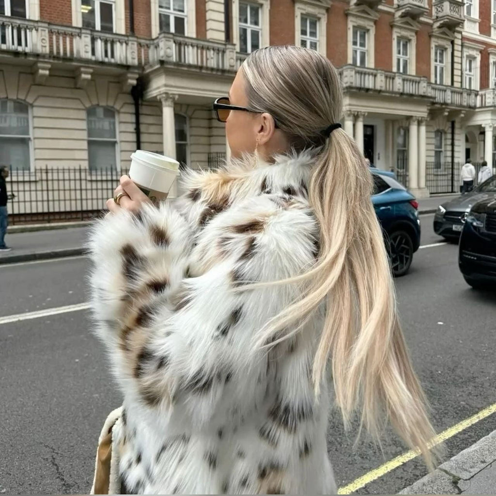 Celeste Leopard Faux Fur Coat