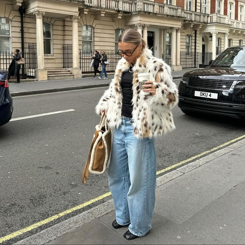 Celeste Leopard Faux Fur Coat