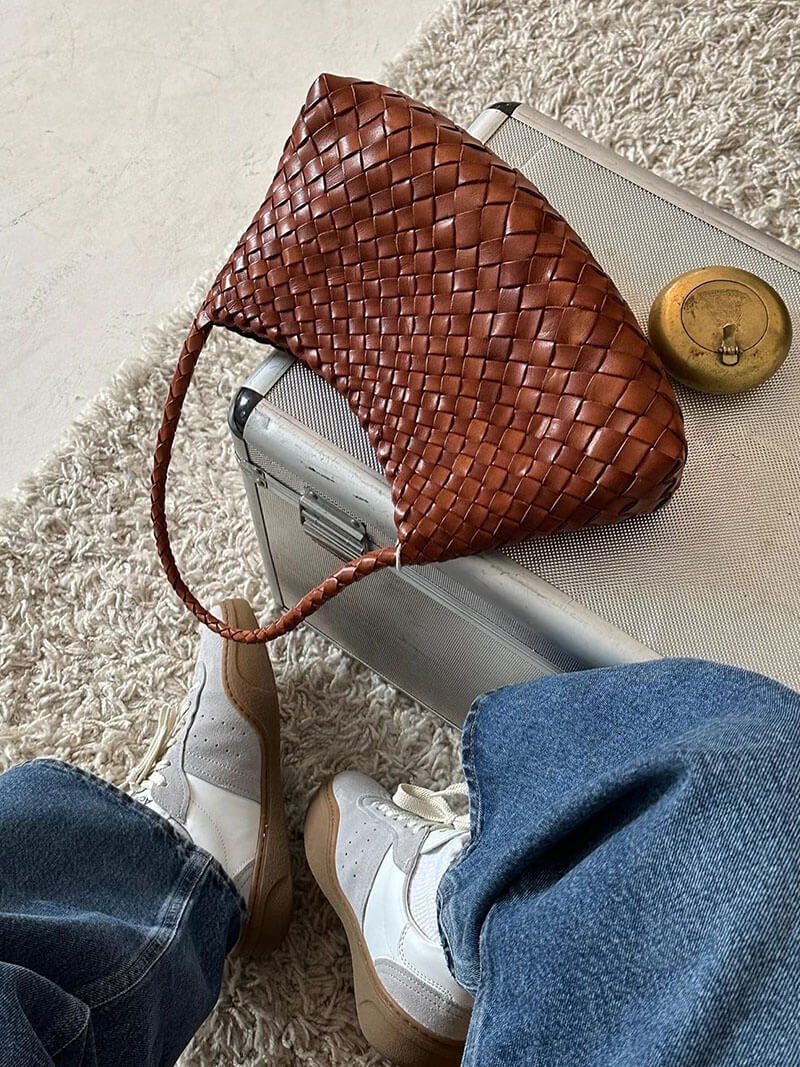 Marissa Vegan Leather Woven Bag Small