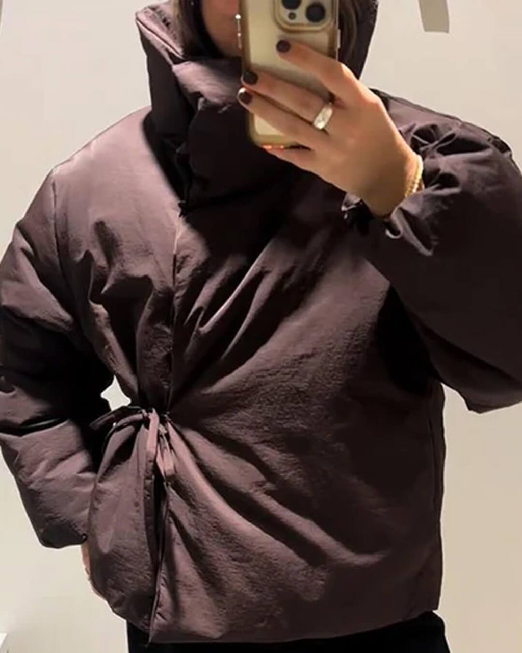 Suzy High Collar Tie-Up Puffer Jacket