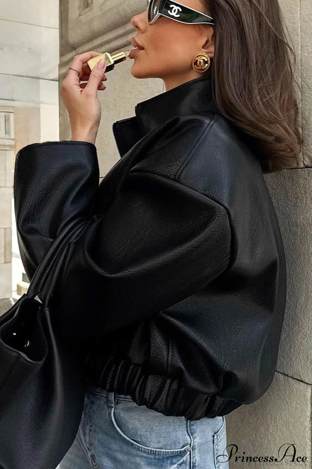 Zip Up Leather Jacket