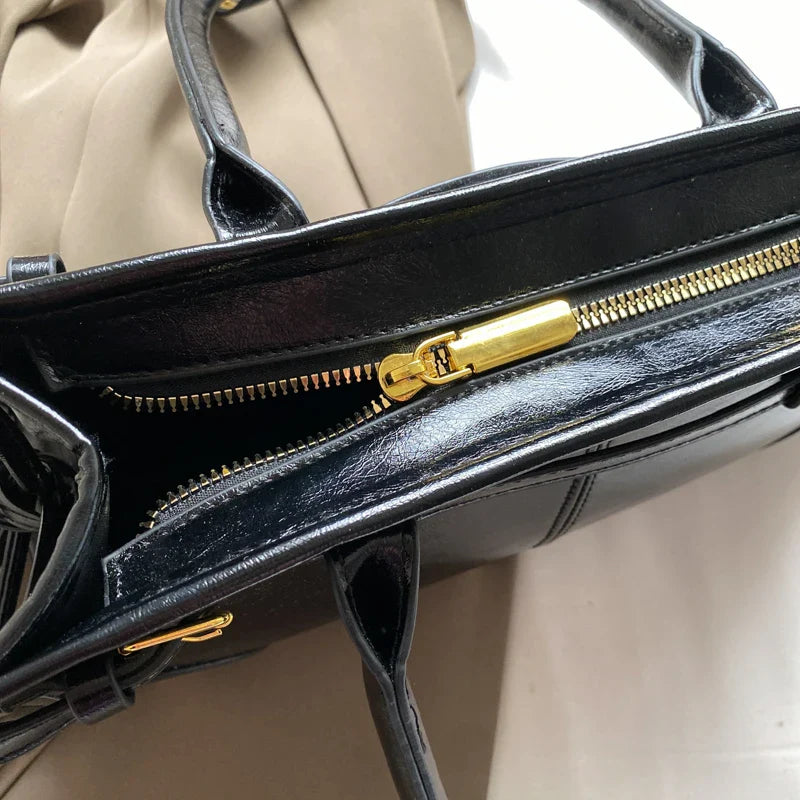 Luna Leather Shoulder Bag with Belt Detail