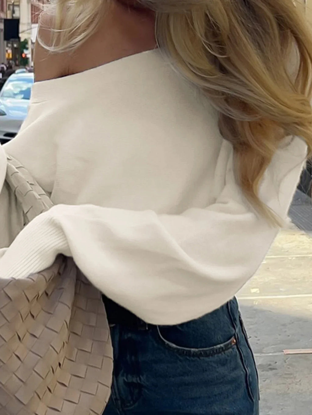 Aubrey Waisted Off-Shoulder Knit Sweater