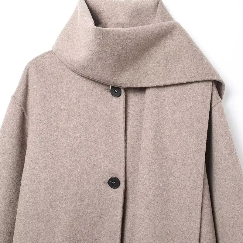 Cecille Faux Wool Coat with Scarf