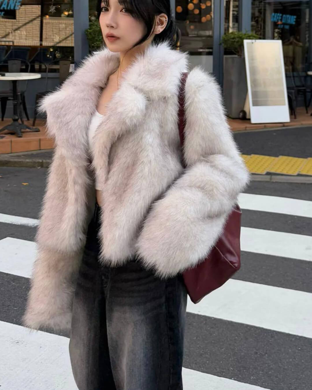 Darcy Cropped Faux fur Jacket