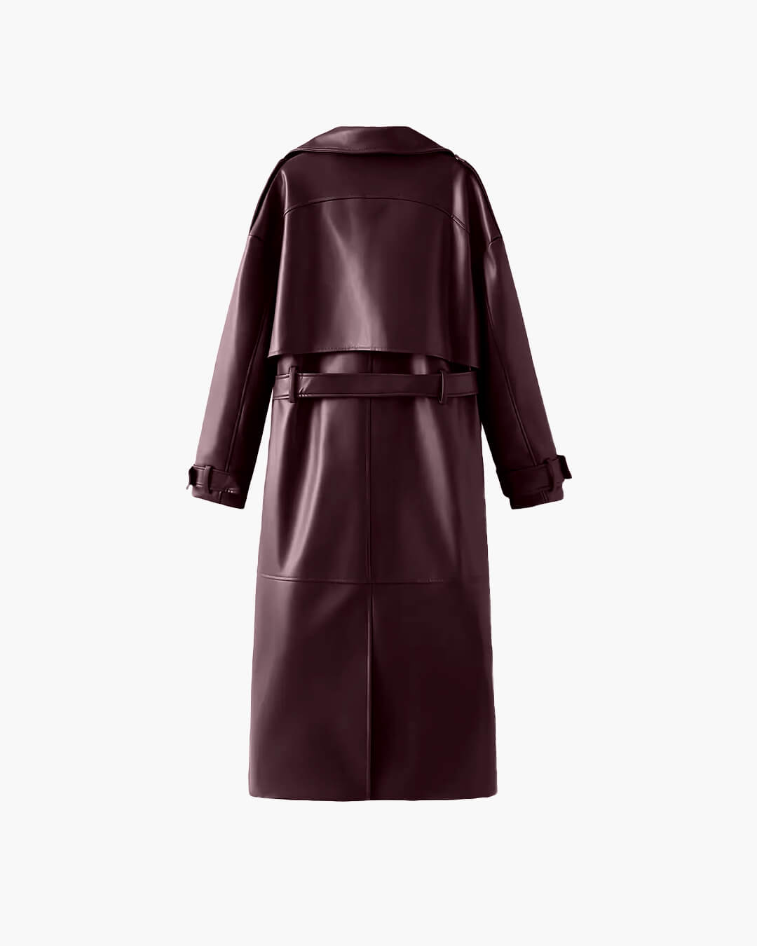 Cassy Faux Leather Maxi Trench Coat