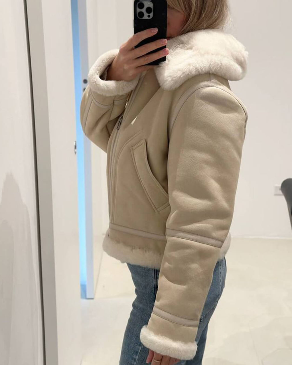 Cindy Suede Faux Fur Jacket