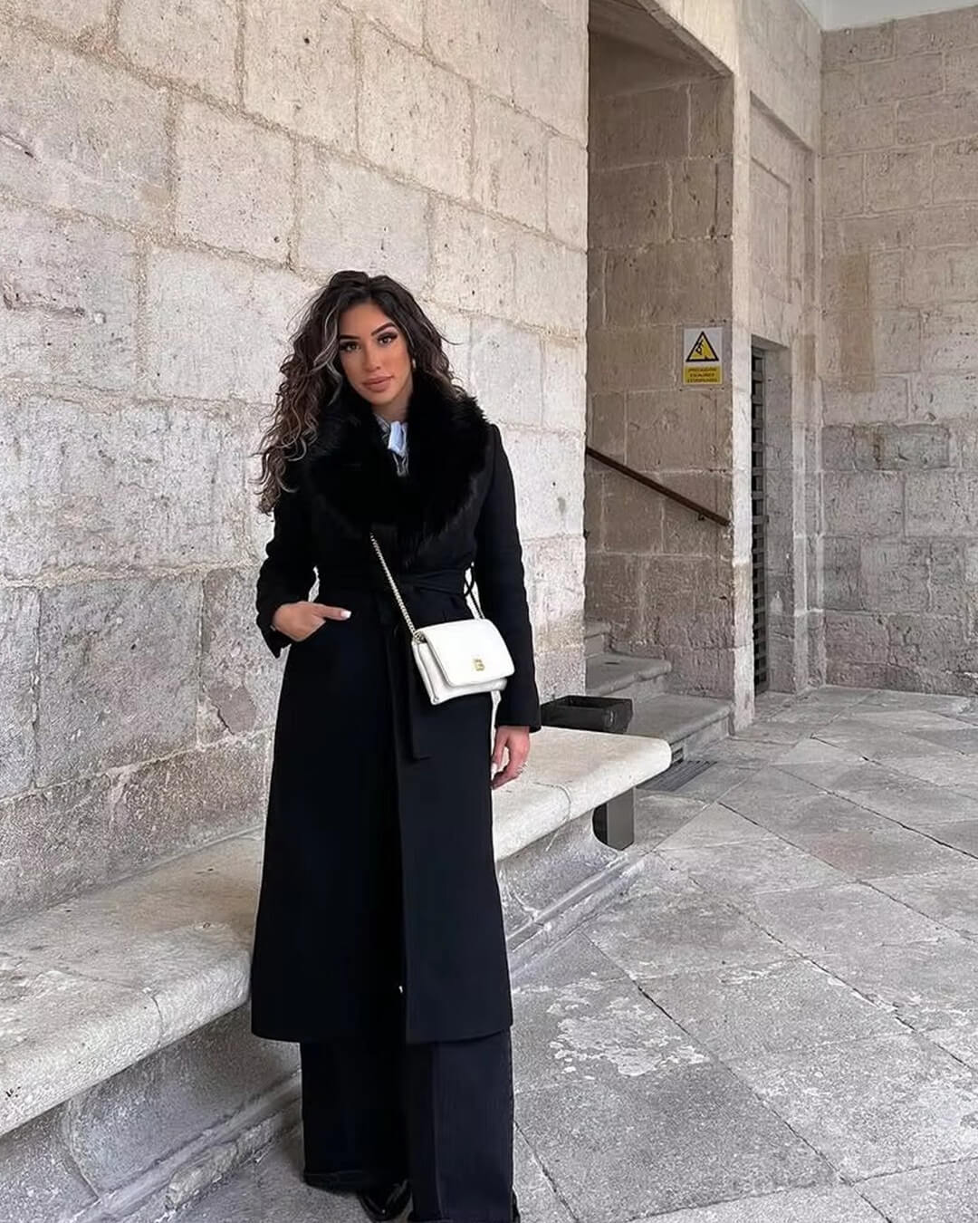 Faye Faux Fur Collar Maxi Coat