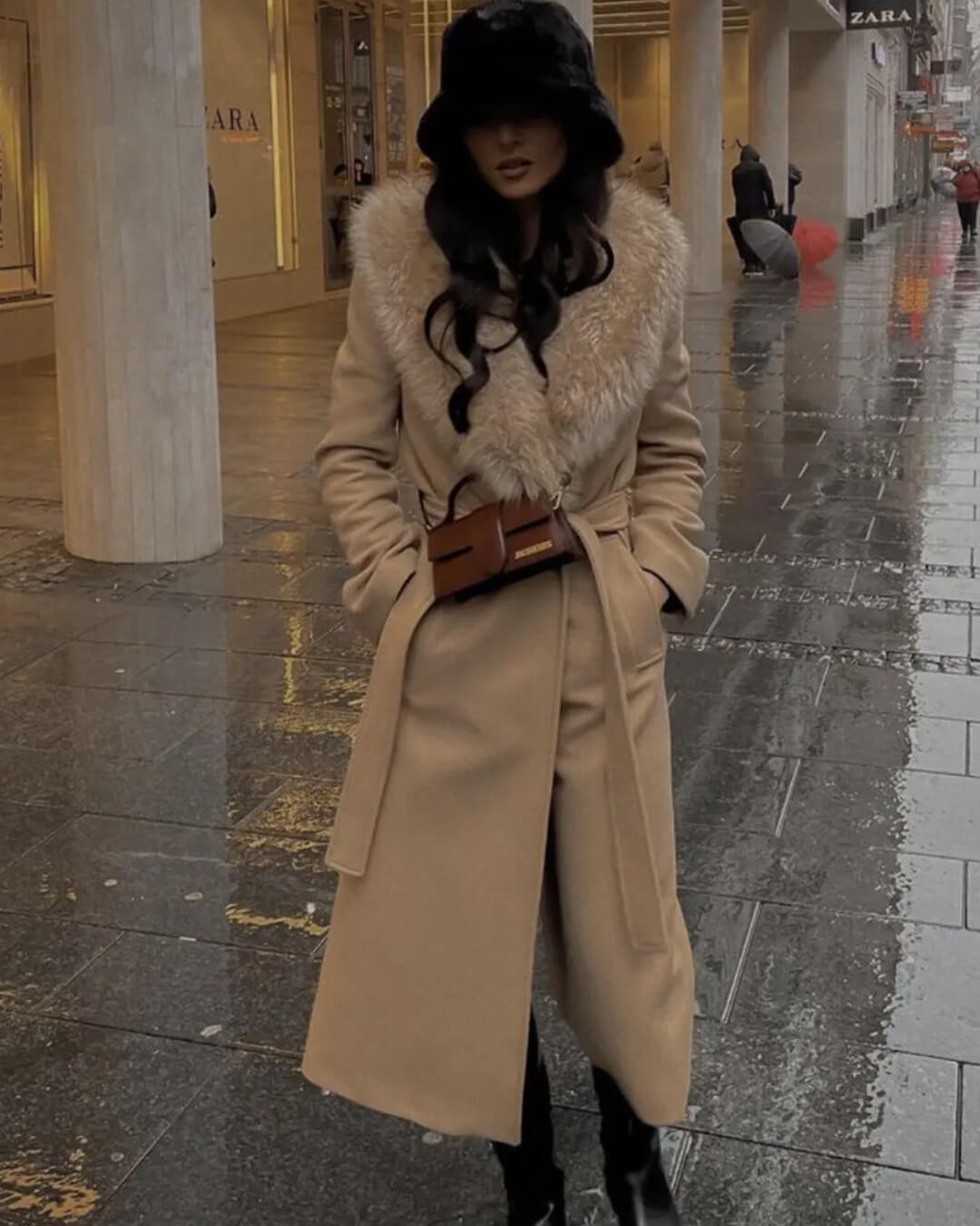 Faye Faux Fur Collar Maxi Coat