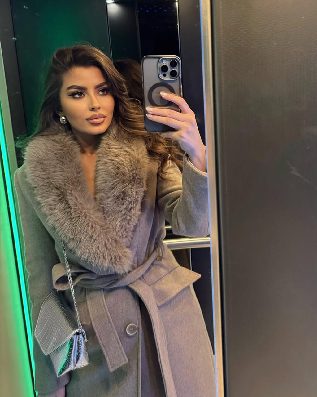 Faye Faux Fur Collar Maxi Coat