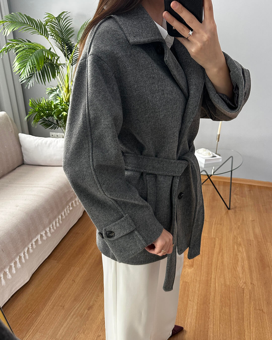 Felly Faux Wool Coat with Belt