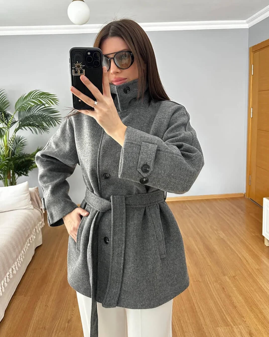 Felly Faux Wool Coat with Belt