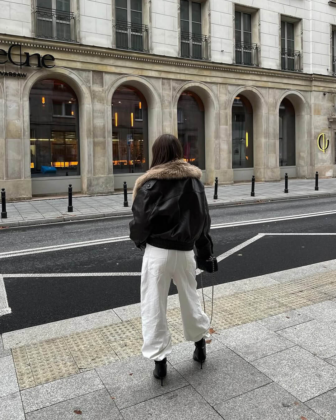 Francesca Faux Leather Jacket with Detachable Fur Collar