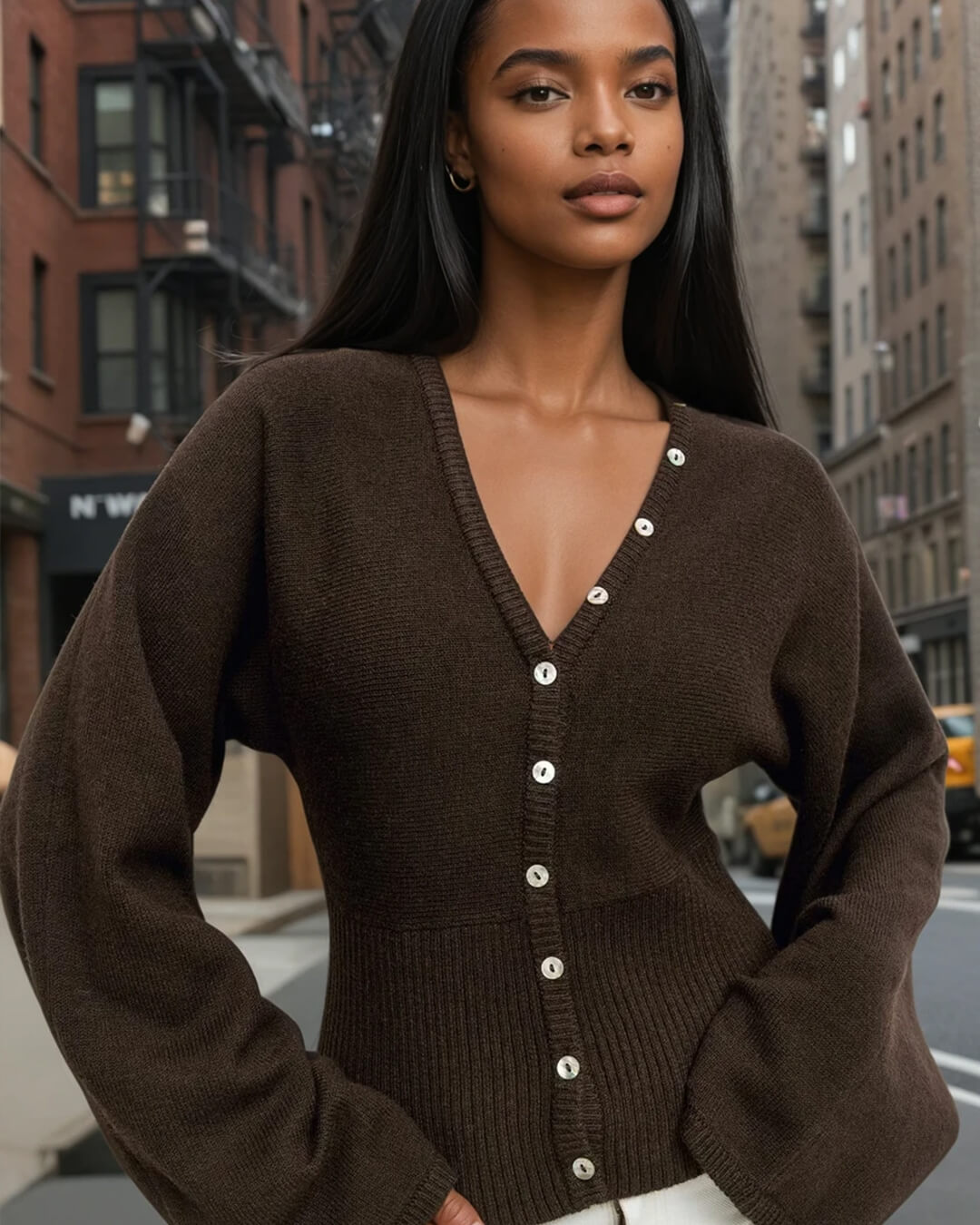 Luna Fitted Knit Button Cardigan